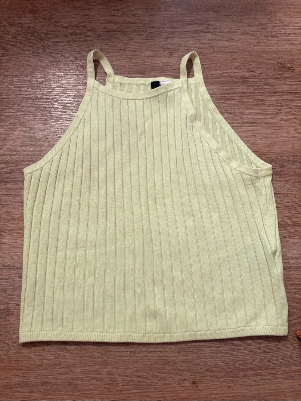 H&M “divided” Ribbed High-Neck Tank Top - neon green